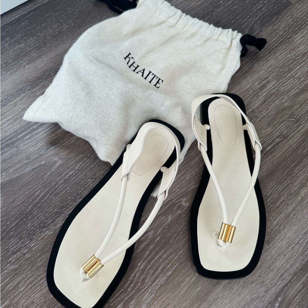 KHAITE Cream and Black Sandals